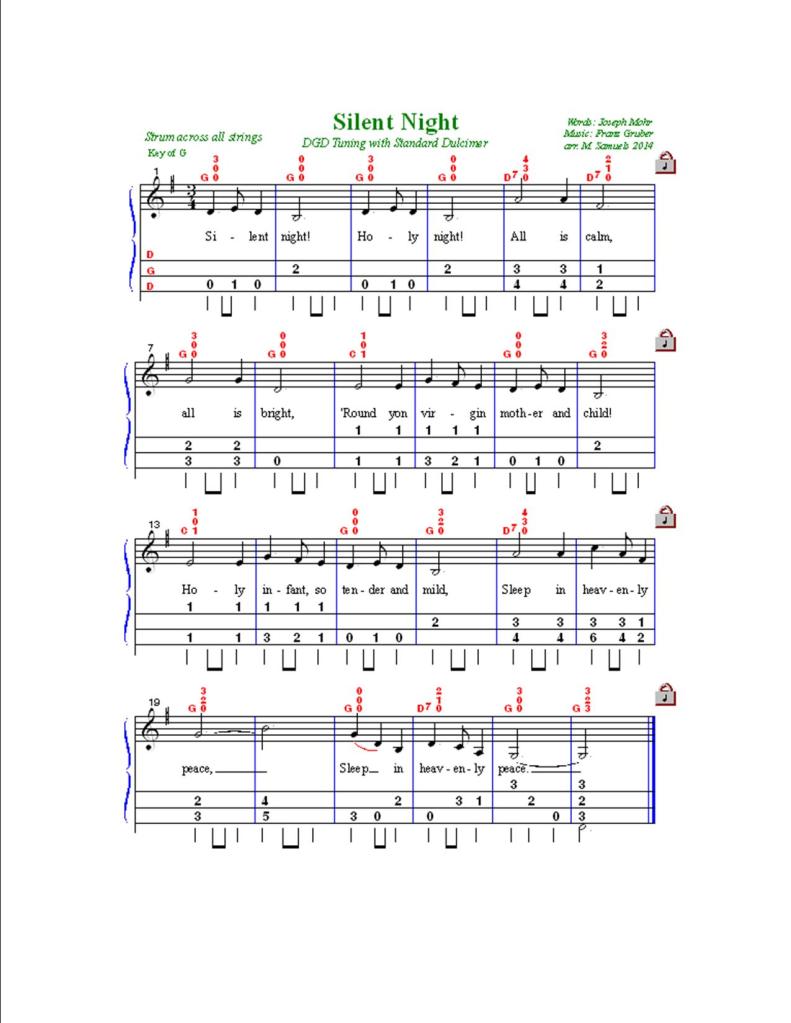 Silent Night - DGD tuning for standard dulcimer